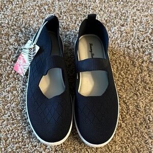 Tommy Bahama Black Woven Mary Jane’s Textured Slip-On Shoes Stretch NWT